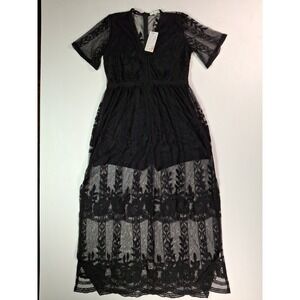 Eleter Deep V-Neck Lace Romper Dress Size XL Floral Mesh V-Neck Romper Lining